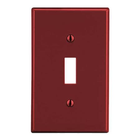 Hubbell Wiring Device-Kellems Toggle Switch Wall Plate, Number of Gangs: 1 Plastic, Satin Finish, Red PJ1R