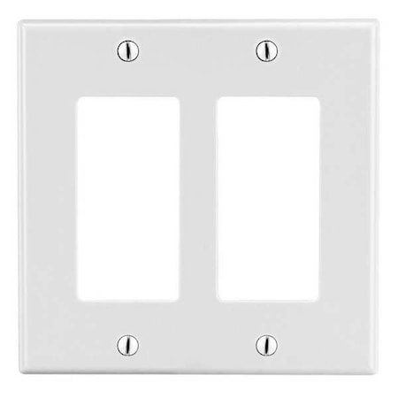 HUBBELL Rocker Wall Plate, Number of Gangs: 2 Plastic, Smooth Finish, White PJ262W