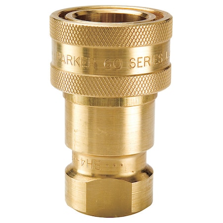 Parker Quick Connect, Socket, 3/4", 3/4"-14 BH6-60W