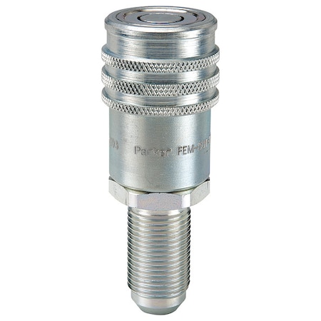 Parker Hydraulic Quick Connect Hose Coupling, Steel Body, Push-to-Connect Lock, 1-5/16"-12 Thread Size FEM-621-16BMF-NL