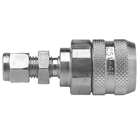 Parker Hydraulic Quick Connect Hose Coupling, 316 Stainless Steel Body, Push-to-Connect Lock, FS Series FS-251-4BZ