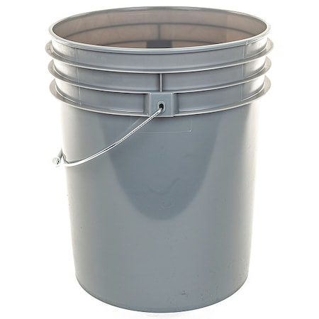 Basco 5 gal Round Storage Pail, Gray, High Density Polyethylene ROP2150GRAY-M