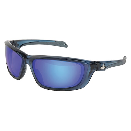 Mcr Safety Swagger (UD1), Safety Glasses, Anti-Scratch, Blue Mirror Lens, Blue Frame, Full-Frame, Polarized UD128BZ