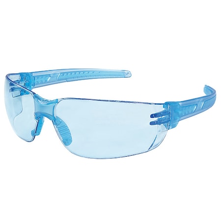 Mcr Safety Hulk HK2, Safety Glasses, MAX6 Anti-Fog, Light Blue Lens, Light Blue Frame, Frameless HK213PF