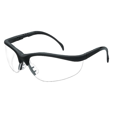 Mcr Safety Klondike, Safety Glasses, Anti-Scratch, Clear Lens, Black Frame, Half-Frame 55KY47