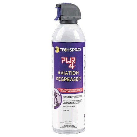 Techspray PWR4 Aircraft Cleaner/Degreaser, 20 oz, Aerosol Spray Can, Ready to Use, Solvent Based 2851-20S