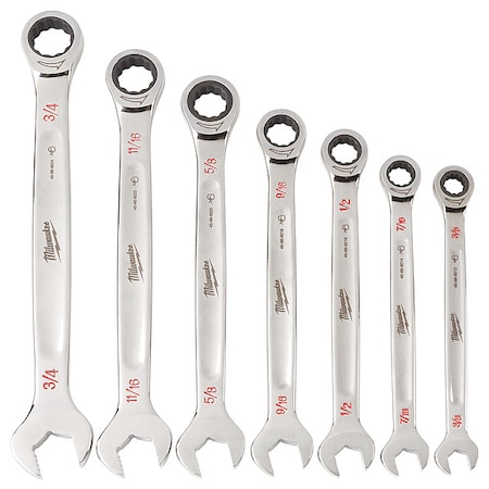 Milwaukee Tool Ratcheting Combo Wrench Set, SAE, 7 pcs. 48-22-9406