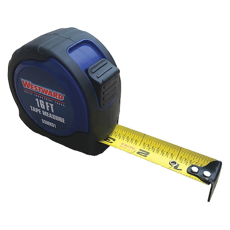 Westward Tape Measure, 16 ft. L Blade, Steel 55MN51
