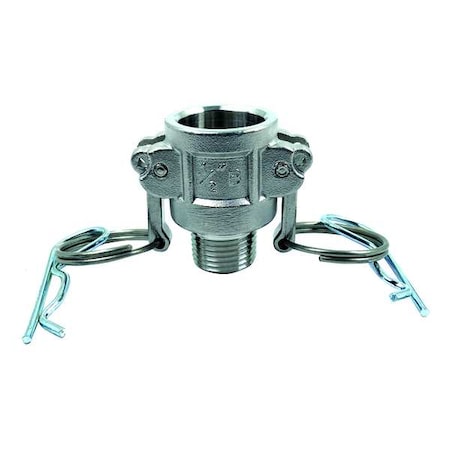 Zoro Select Cam and Groove Coupling, 1/2", 316 SS, Fitting Type: MNPT PLE126
