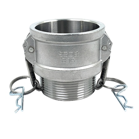 Zoro Select Cam and Groove Coupling, 2-1/2", 316 SS, Coupling Type: Type B PLE131