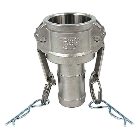 Zoro Select Cam and Groove Coupling, 1-1/4", 316 SS PLE139