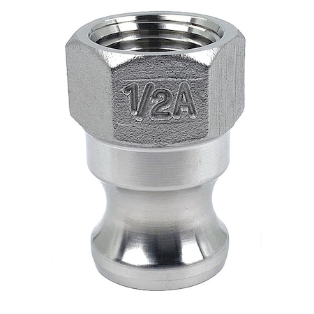 Zoro Select Cam and Groove Adapter, 1/2", 316 SS, Fitting Type: FNPT PLE81