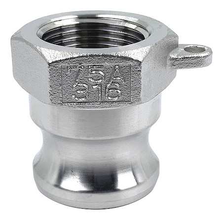 Zoro Select Cam and Groove Adapter, 3/4", 316 SS PLE82