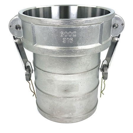 Zoro Select Cam and Groove Coupling, 6", 316 SS, Connection Type: Hose Shank PLE147