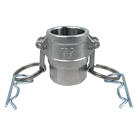Zoro Select Cam and Groove Coupling, 3/4", 316 SS, Fitting Type: FNPT PLE149