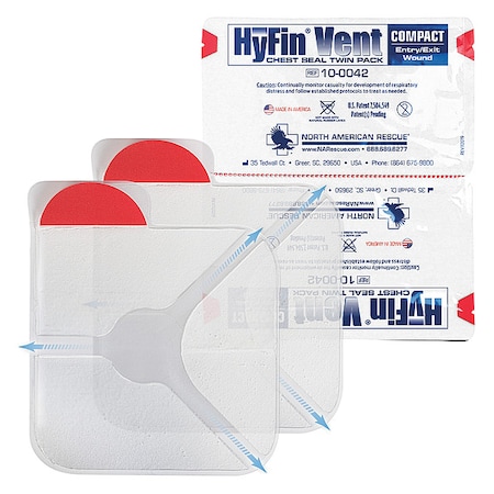 North American Rescue Vented Chest Seal, 6 5/8"x1/8", PlasticPK2 10-0042