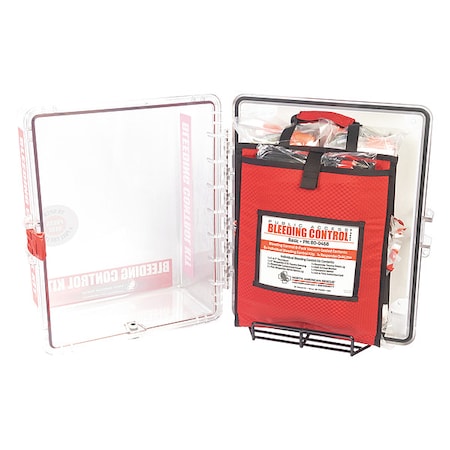 North American Rescue Bleeding Control Kit, Polycarbonate Cabinet, 91 Components, 8 People Served 80-0471