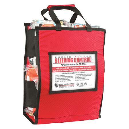 North American Rescue Bleeding Control Kit, Nylon Pouch, 88 Components, 8 People Served 80-0524