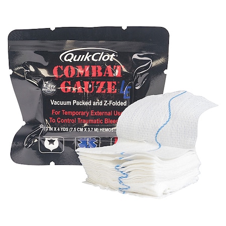 Quikclot Combat Gauze, White, 4yd L, 3"W 30-0109