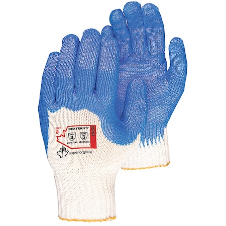 Superior Glove Knit Gloves, Cotton, Rough 4-Mar, Knit, Blue/White, S ( 7 ), 12 PK S7NT-7