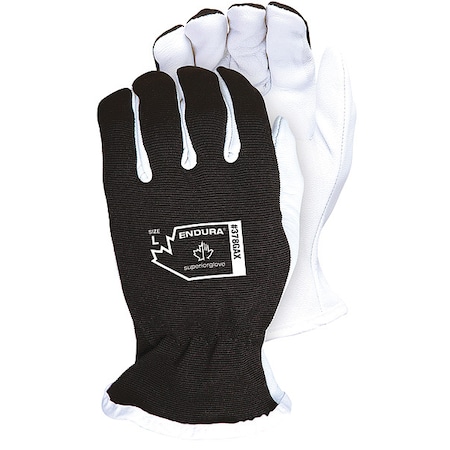 Superior Glove Gloves, Goatskin, None Uncoated, Safety, Black/White, XL, 12 PK 378GAX-XL