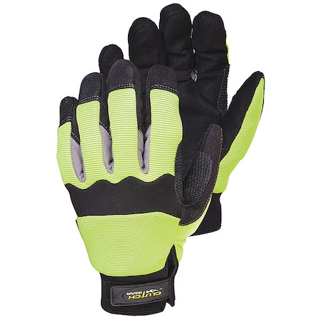 Superior Glove Mechanics Gloves, 2XL, Black/Lime MXHV2PB/XXL