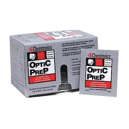 Chemtronics Optical Wipes, 8 1/4" x 4", 50 ct, PK50 CP410