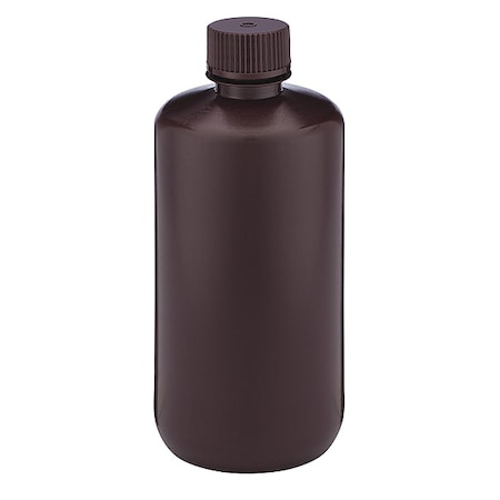 Globe Scientific Bottle, Amber Narrow Mouth, Round, HDPE, 500mL, PK12 7060500AM