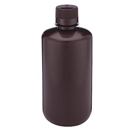 Globe Scientific Bottle, Amber Narrow Mouth, Round, HDPE, 1000mL, PK6 7061000AM