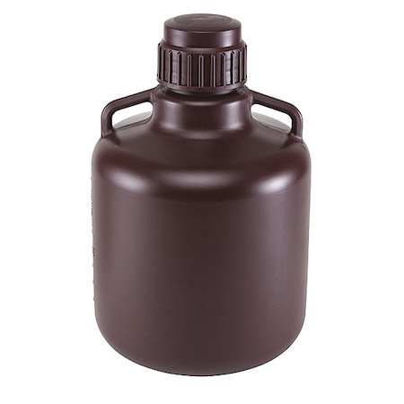Zoro Select Carboy, 10 L Capacity - mL, 2.64 gal Capacity - oz, Screw On Closure, HDPE, Amber, 0.31 in H 7240010AM