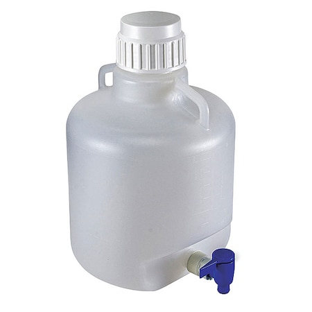 Zoro Select Carboy, 10 L Capacity - mL, 2.64 gal Capacity - oz, Screw On/Spigot Closure, Polypropylene, Clear 7220010