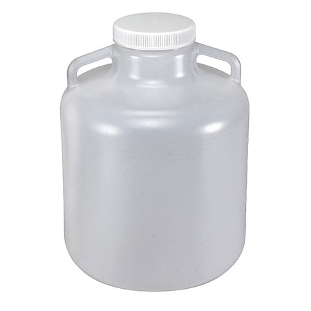 Zoro Select Carboy, 10 L Capacity - mL, 2.64 gal Capacity - oz, Screw On Closure, LDPE, Clear, 0.31 in H 7260010