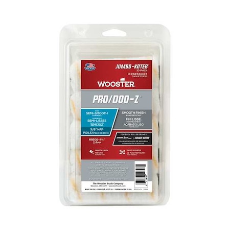 Wooster 4-1/2" Mini Paint Roller Cover, 3/8" Nap, Woven Fabric RR502