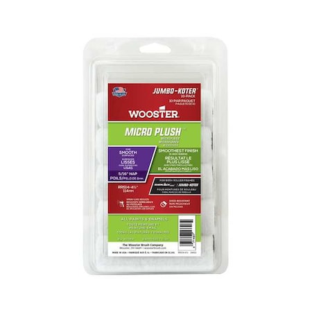 Wooster 4-1/2" Mini Paint Roller Cover, 5/16" Nap, Woven Fabric RR514