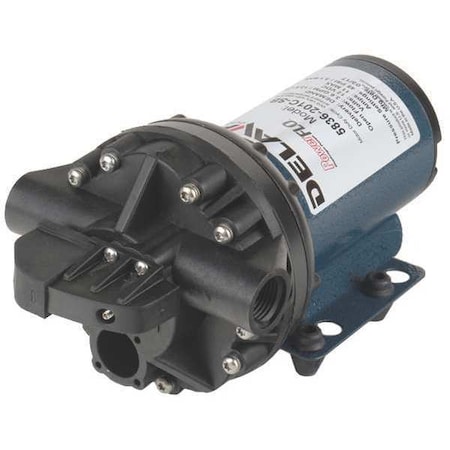 Delavan Fluid Power Diaphragm Pump, Polypropylene, Santoprene, 12VDC, 3.6 GPM 140 Degrees F 5836-201C-SB