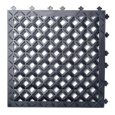Ergo Advantage Safe-Flex Interlocking Drainage Mat Tile, Vinyl, 18 in W x 18 in L, 1 in Thick, 10 PK AM2-B