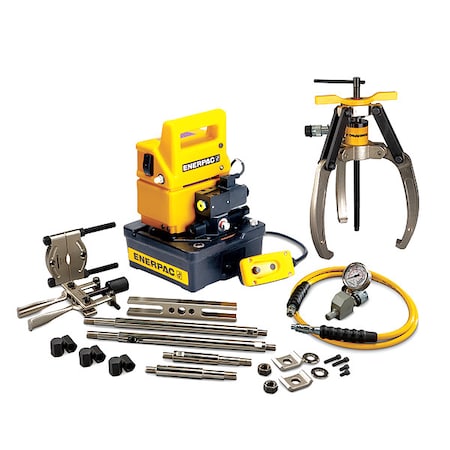 Enerpac LGHMS310EB, 10 Ton, 3 Jaw, Hydraulic Lock-Grip Master Puller Set with Electric Pump, 115V LGHMS310EB