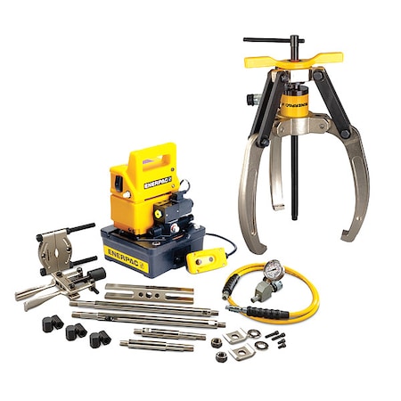 Enerpac LGHMS324EB, 24 Ton, 3 Jaw, Hydraulic Lock-Grip Master Puller Set with Electric Pump, 115V LGHMS324EB