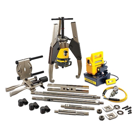 Enerpac LGHMS364EB, 64 Ton, 3 Jaw, Hydraulic Lock-Grip Master Puller Set with Electric Pump, 115V LGHMS364EB