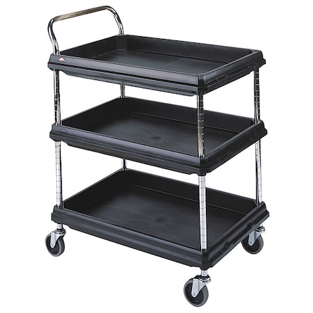 Instock Laboratory Utility Deep Ledge Cart, Polymer, 3 Shelves, 33 3/4 in L, 21 1/2 in W, 33 1/4 in H GRBC2030-3DBL