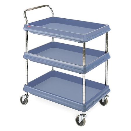 Instock Laboratory Utility Deep Ledge Cart, Polymer, 3 Shelves, 33 3/4 in L, 21 1/2 in W, 33 1/4 in H GRBC2030-3DMB