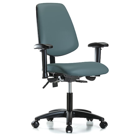 Zoro Select Cleanroom Chair, Vinyl, Blue, 19 in to 24 in Seat Height GRVDHCH-MB-RG-RC-8546A1