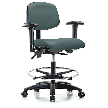 Zoro Select Cleanroom Chair, Vinyl, Blue, 22 in to 29 in Seat Height GRVMBCH-RG-CF-RC-8546A1