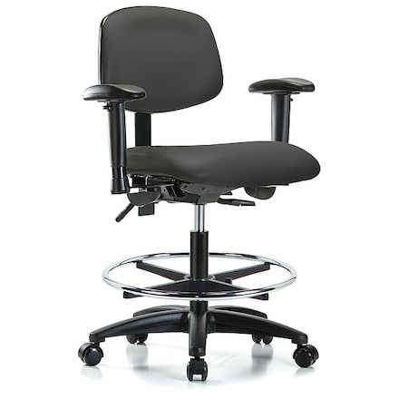 Zoro Select Cleanroom Chair, Vinyl, Gray, 22 in to 29 in Seat Height GRVMBCH-RG-CF-RC-8605A1