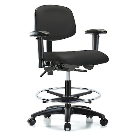Zoro Select Cleanroom Chair, Vinyl, Black, 22 in to 29 in Seat Height GRVMBCH-RG-CF-RC-8540A1
