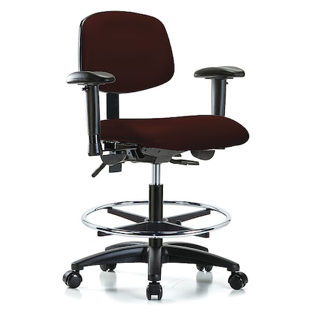 Zoro Select Cleanroom Chair, Vinyl, Burgundy, 22 in to 29 in Seat Height GRVMBCH-RG-CF-RC-8569A1