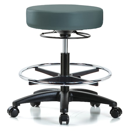 Zoro Select ESD Cleanroom Stool, Vinyl, Blue, 20 1/2 in to 28 in Seat Height GRVMBSO-RG-CF-RC-8546