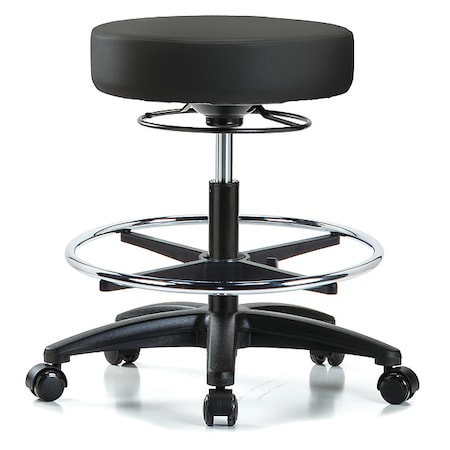 Zoro Select ESD Cleanroom Stool, Vinyl, Black, 20 1/2 in to 28 in Seat Height GRVMBSO-RG-CF-RC-8540