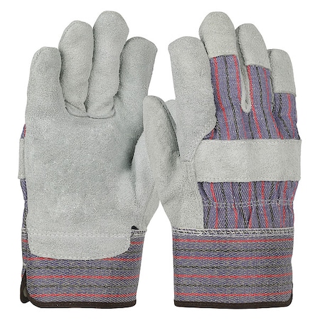 PIP Economy Grade Split Cowhide Leather Palm Glove, Fabric Back, Gunn Cut, Wing Thumb, XL, 12 Pairs 558