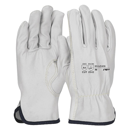 Pip Leather Drivers Gloves, Shirred Slip-On Cuff, Keystone Thumb, Natural, XL, 12 PK 09-LC418/XL